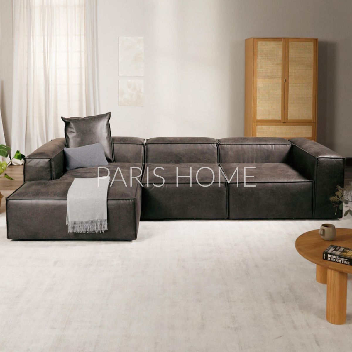 GENERICO - Sofá Esquinero Izquierdo Monarch Ultracuero - Taupe