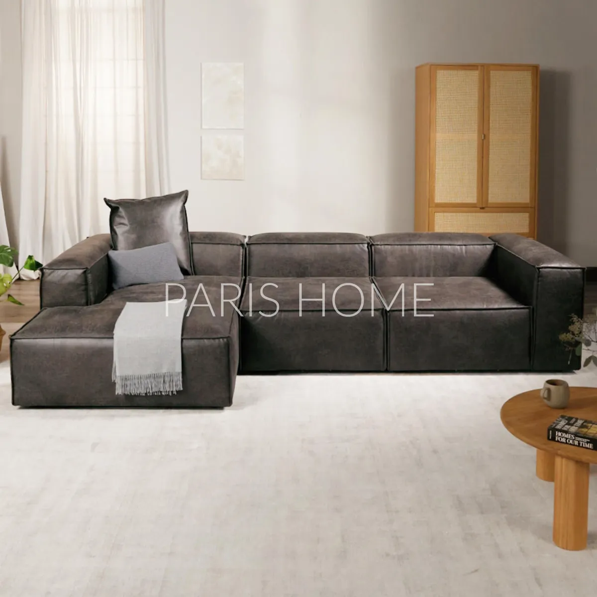 GENERICO - Sofá Esquinero Izquierdo Monarch Ultracuero - Taupe