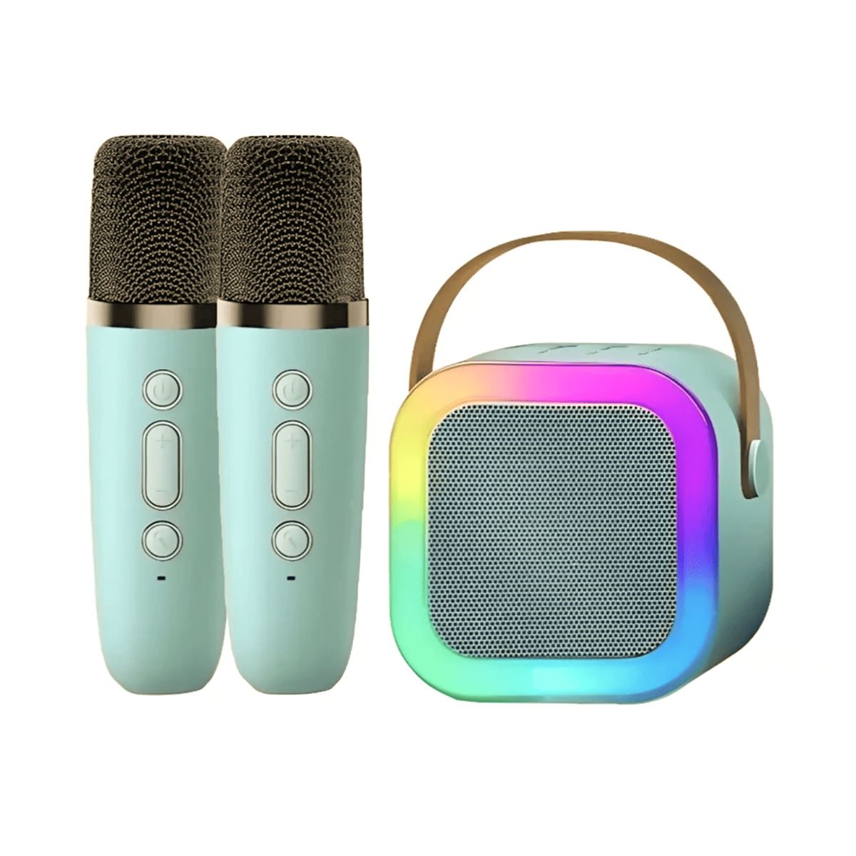 GENERICO - PARLANTE BLUETOOTH CON LUCES RGB Y MICROFONO INALAMBRICO CELESTE