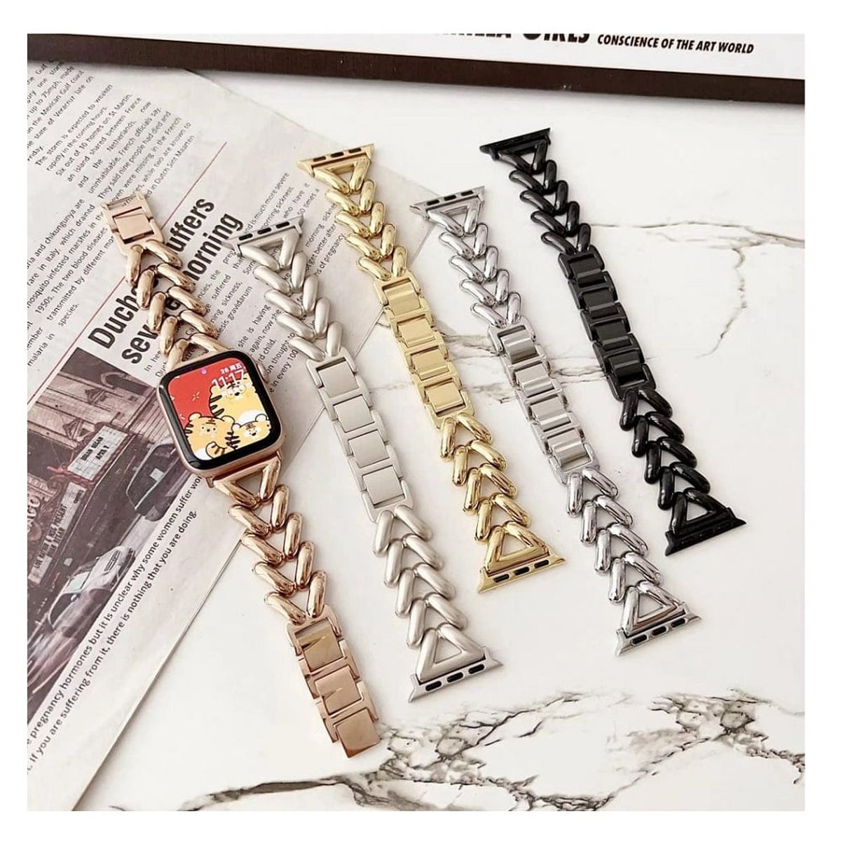 GENERICO - CORREA ACERO TRENZADA PARA WATCH 38-40-41-42 mm ORO ROSA