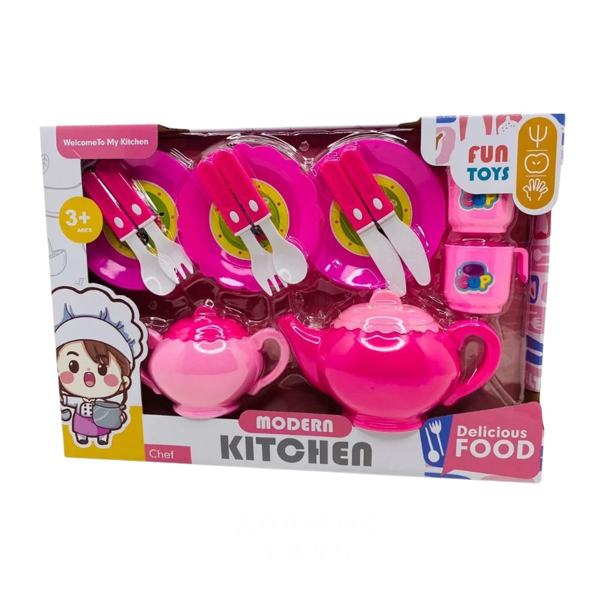 GENERICO - SET DE COCINA ROSA 15 PCS