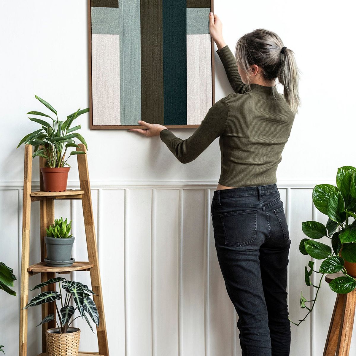 TEJICORP - Cuadro Alicent lienzo trenzado con hilos de algodón