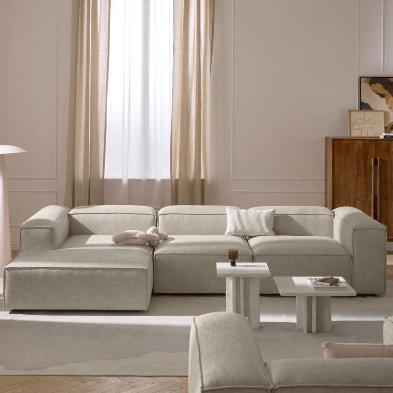 GENERICO - Sofá Esquinero Izquierdo Monarch Lino - Gris