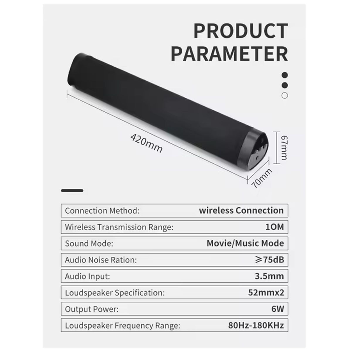 GENERICO - BARRA DE SONIDO PARLANTE BLUETOOH A500 NEGRO