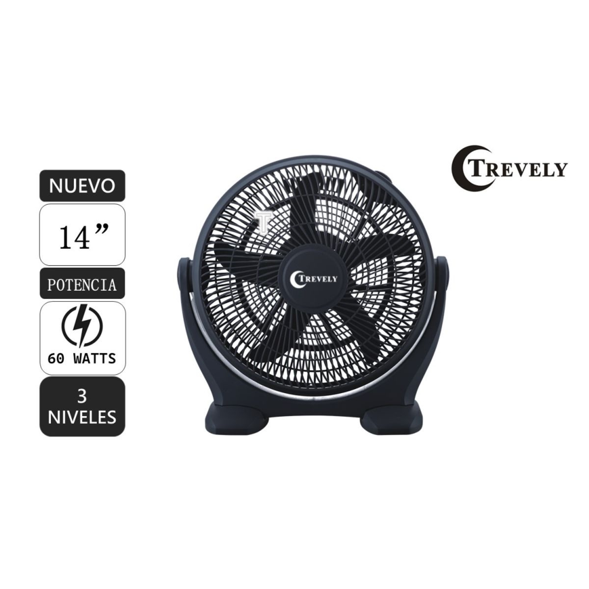 TREVELY - Ventilador de mesa 14" TREVELY  VT-14A -negro - 60W