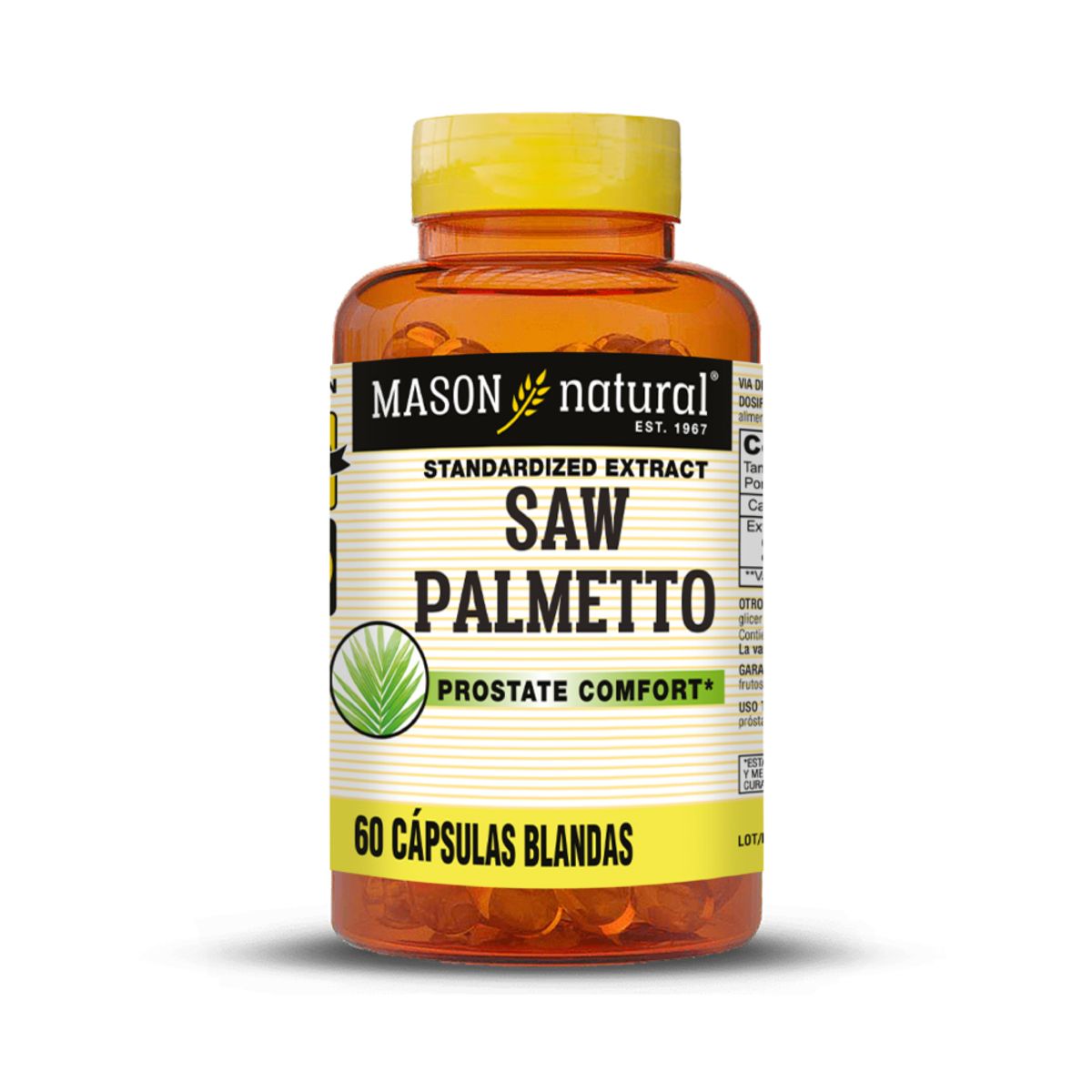 MASON NATURAL - Saw Palmetto 160 MG - Mason Natural -60 Cápsulas Blandas