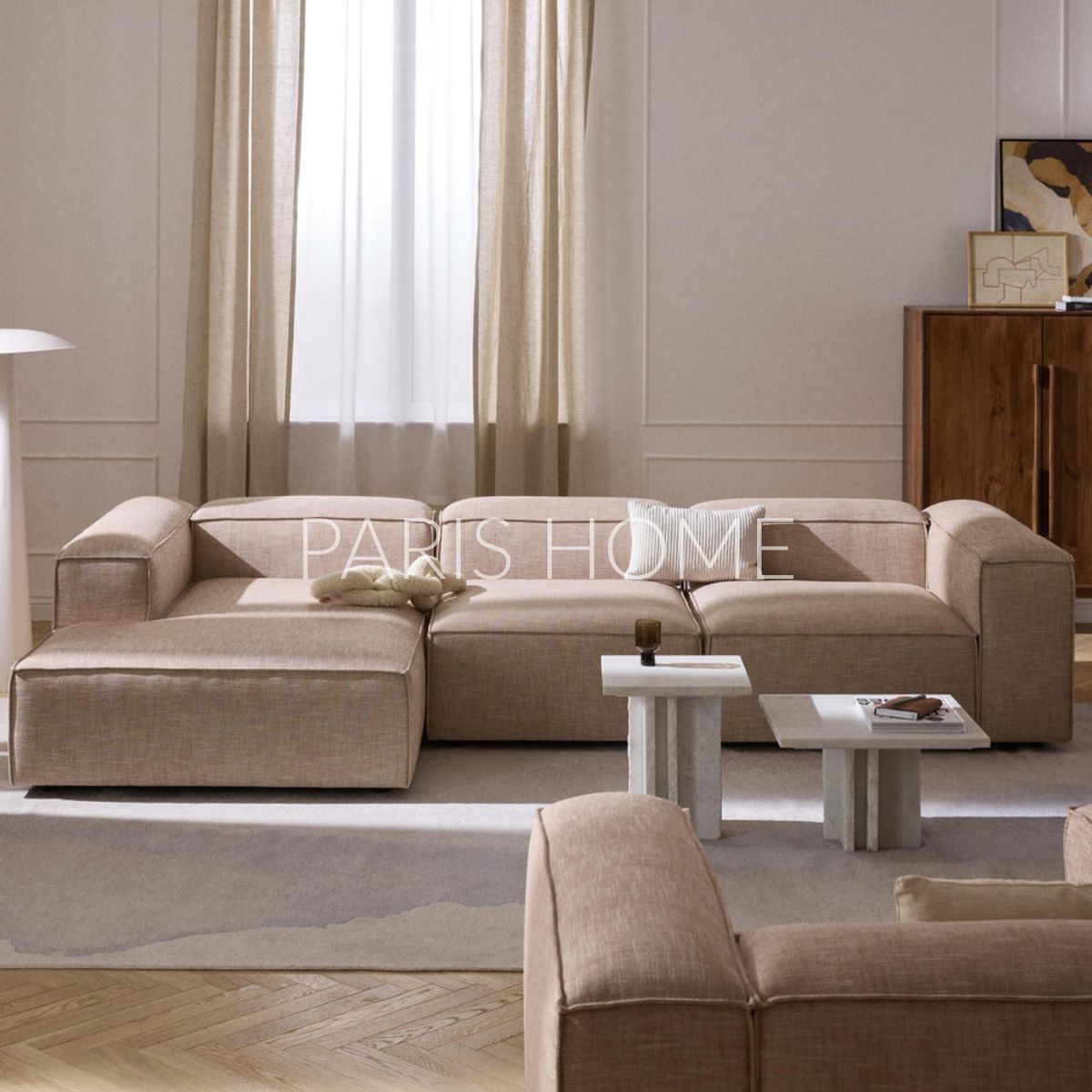 GENERICO - Sofá Esquinero Izquierdo Monarch Lino - Rojo Oxido