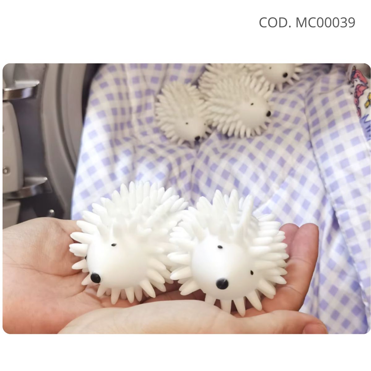 GENERICO - Bola de Silicona Lavandería Erizo Blanco Pack 2und