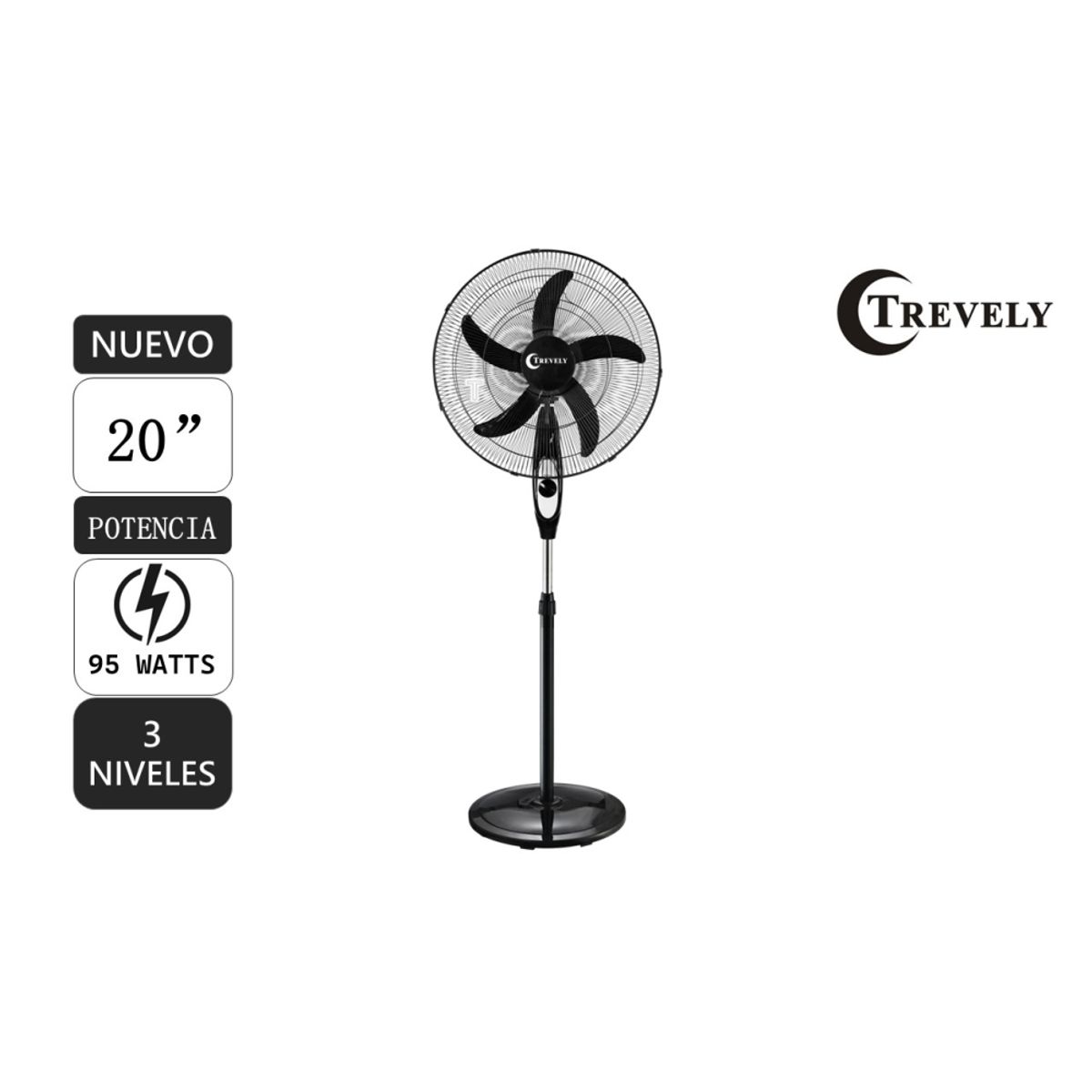 TREVELY - Ventilador de pie 20 TREVELY VT-2080 - negro - 95W