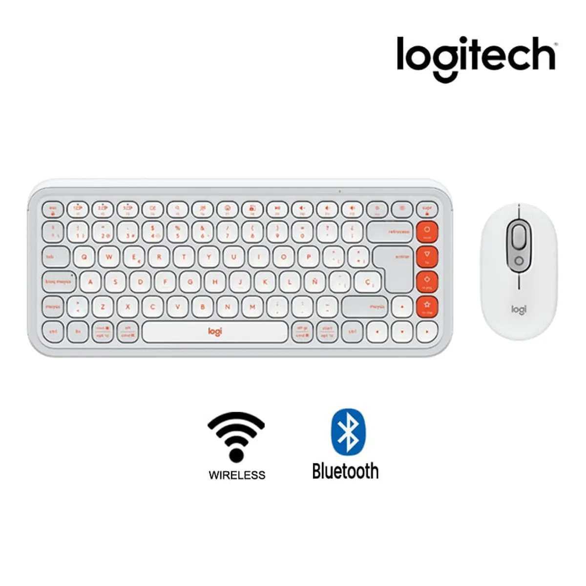 LOGITECH - TECLADO LOGITECH + MOUSE POP ICON BLUETOOTHWIRELESS SP  COPILOT WHITE
