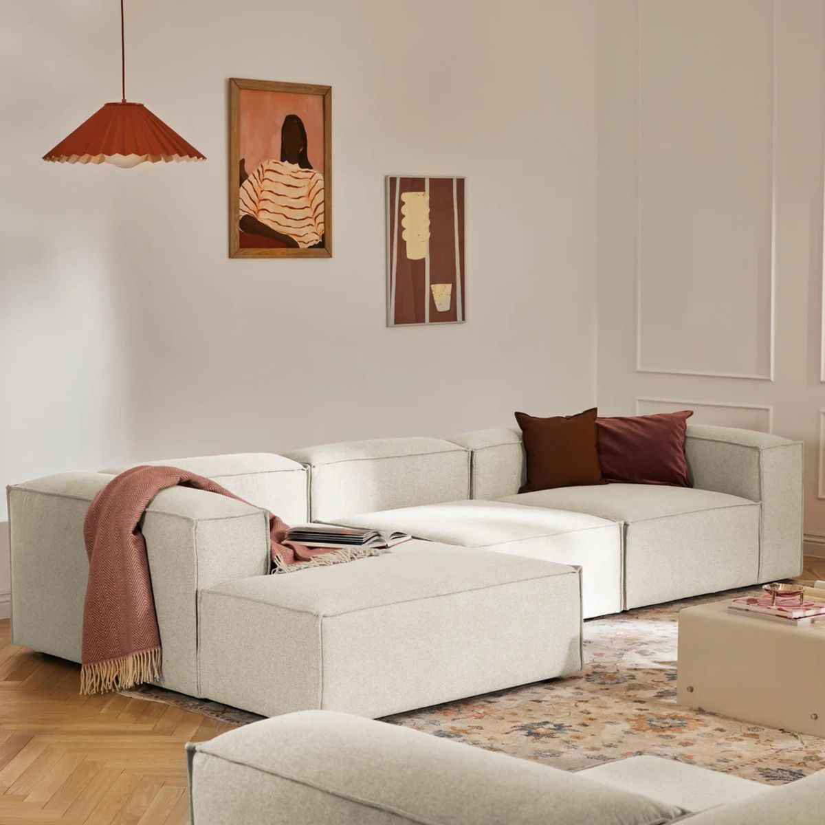 GENERICO - Sofá Esquinero Izquierdo Monarch Tejido - Blanco