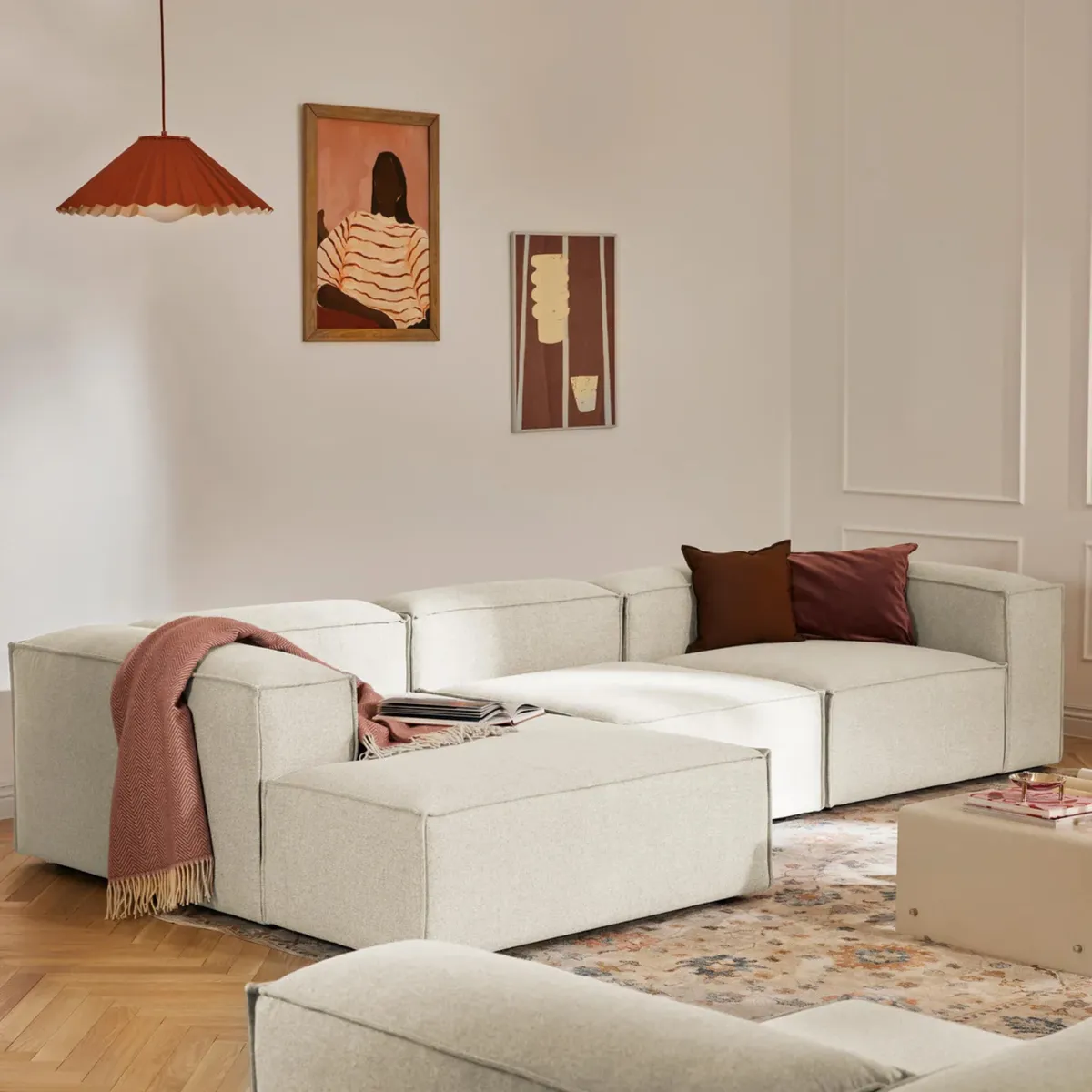 GENERICO - Sofá Esquinero Izquierdo Monarch Tejido - Blanco