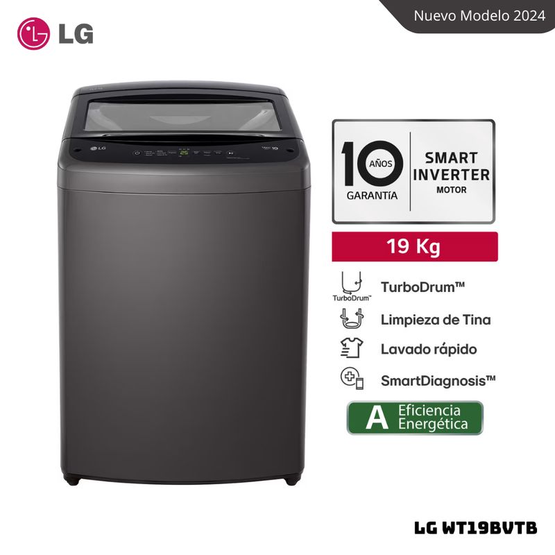 LG - LAVADORA LG TURBODRUM 19 KG CARGA SUPERIOR NEGRO CLARO - WT19BVTB