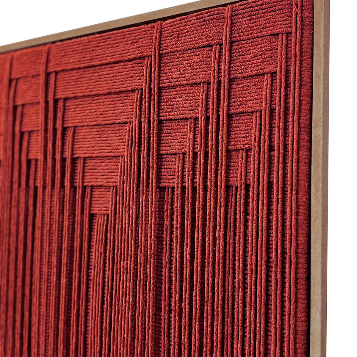 TEJICORP - Cuadro Charlott lienzo trenzado con hilos en color ladrillo