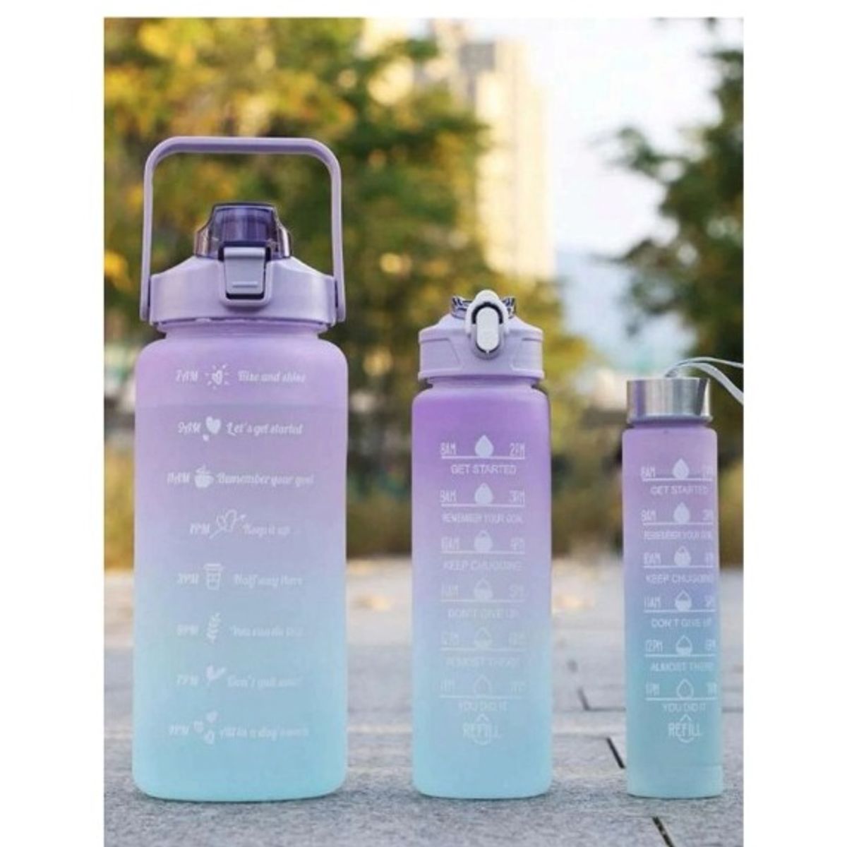 GENERICO - Set de 3 tomatodos motivacional trio deportivo+stickers lila