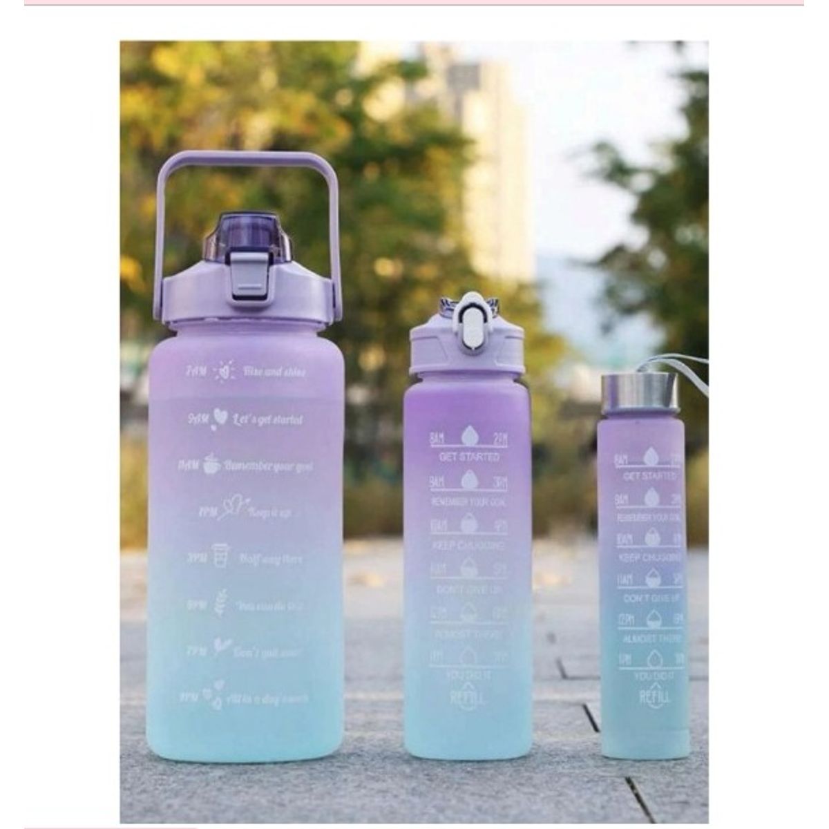 GENERICO - Set de 3 tomatodos motivacional trio deportivo+stickers lila