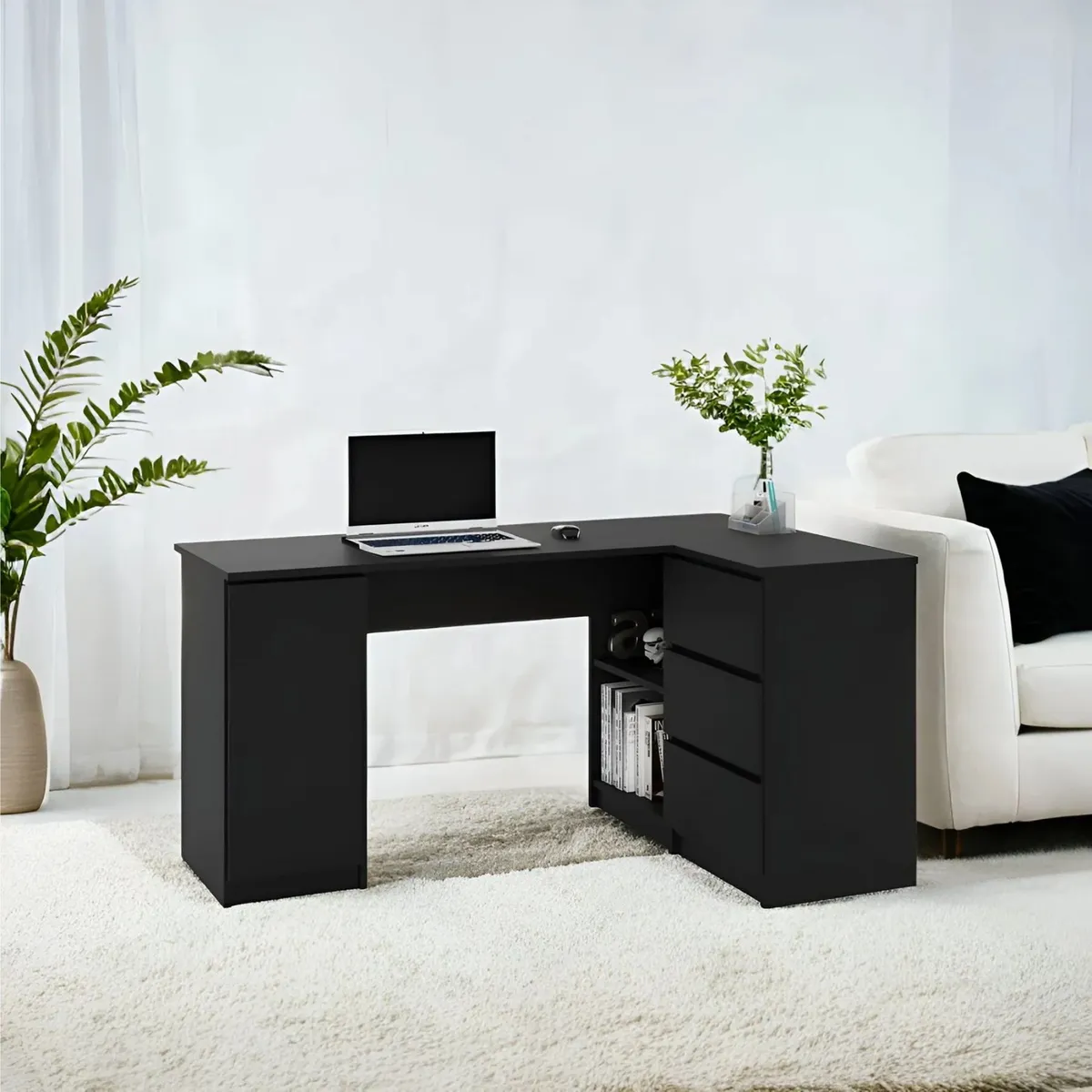 PELIKANO - Escritorio Gamer en L 150 x 85 cm Negro Innovaciones Lumik