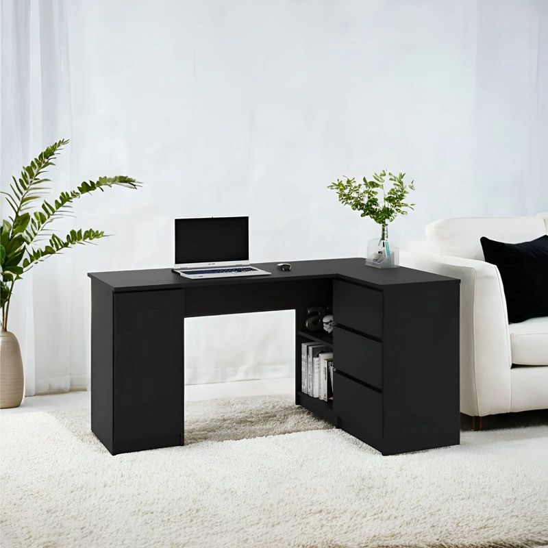 PELIKANO - Escritorio Gamer en L 150 x 85 cm Negro Innovaciones Lumik