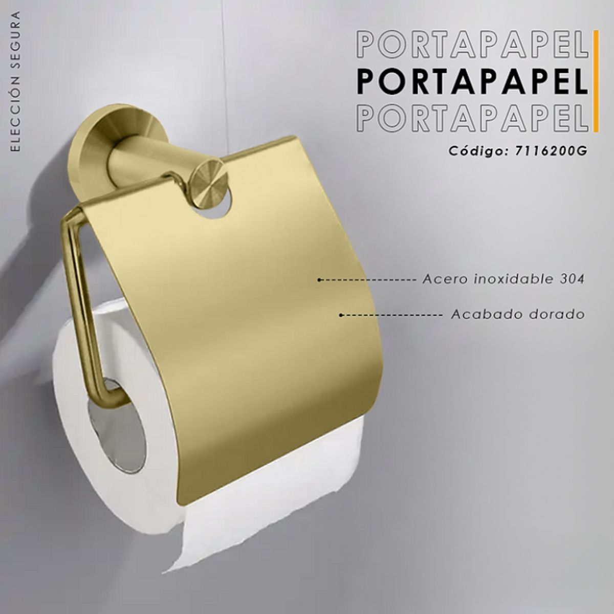 XM - PORTA PAPEL DE ACERO DORADO 7116200G