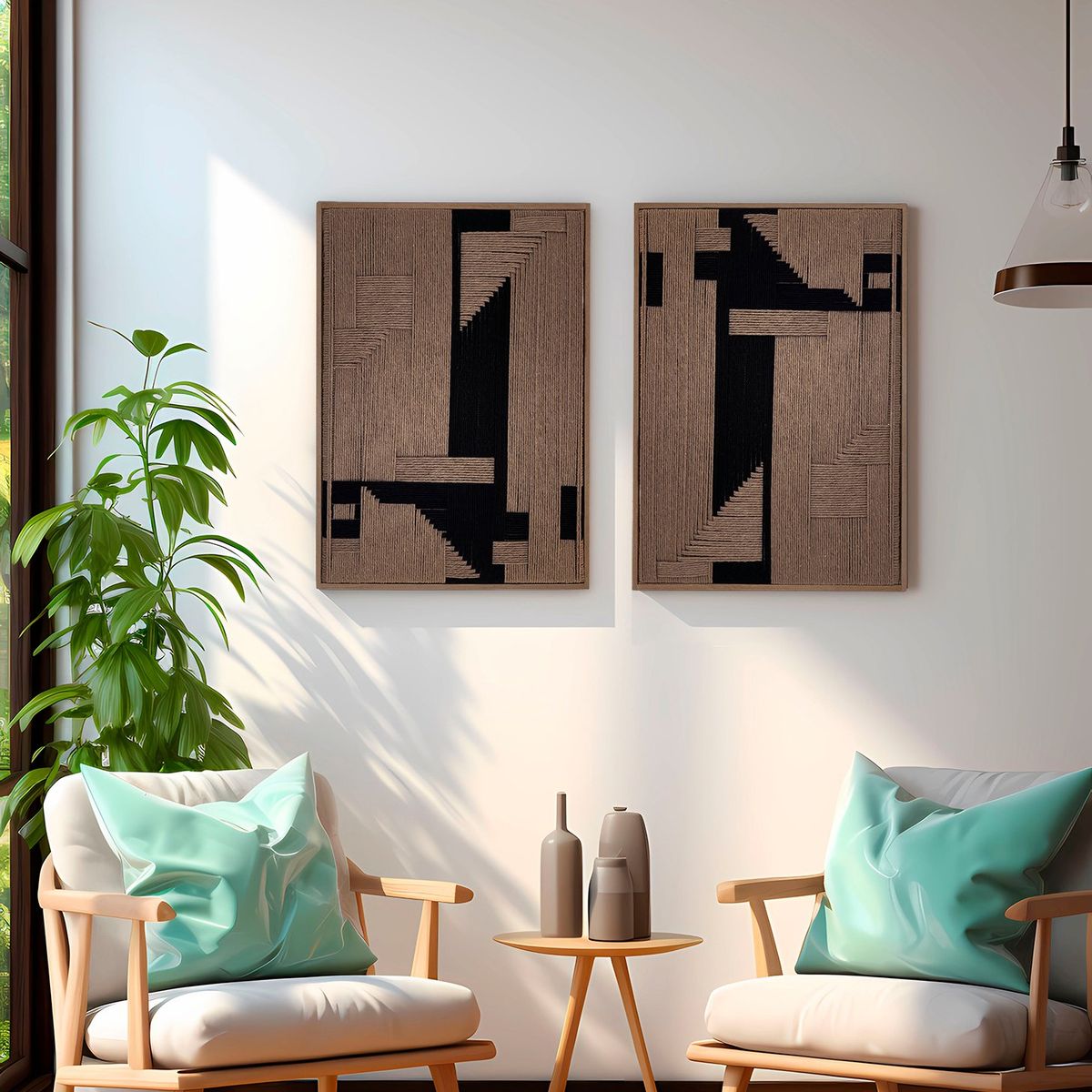 TEJICORP - Cuadro Corlys cocoa con negro - lienzo trenzado con hilos