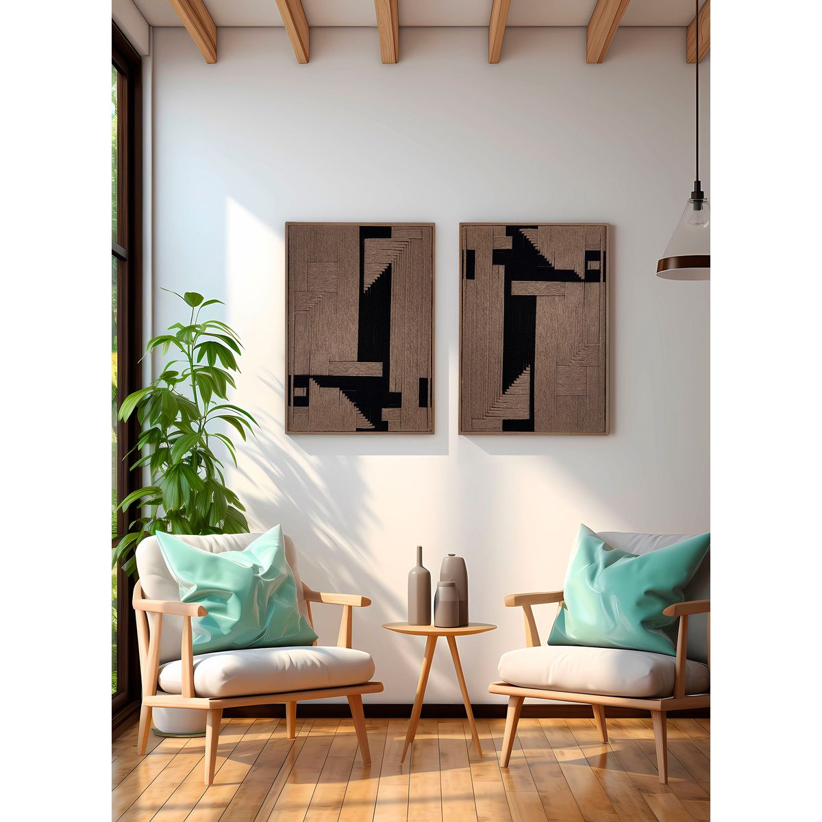 TEJICORP - Cuadro Corlys cocoa con negro - lienzo trenzado con hilos