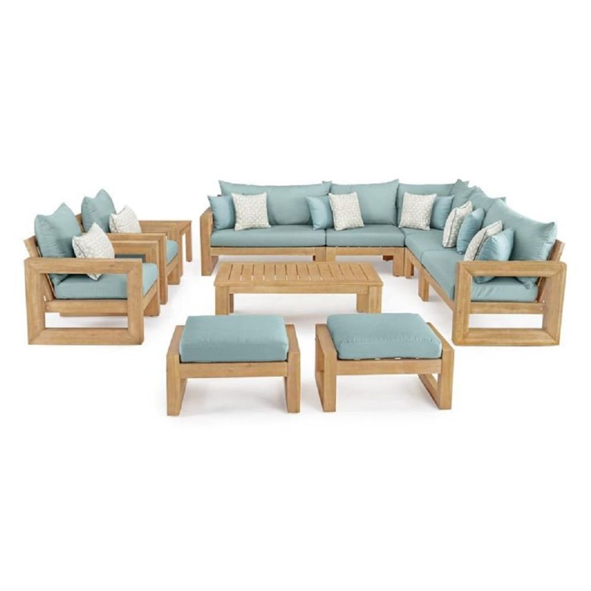 MOBILIARI - MP SALA TERRAZA ELY ORIGINAL SECCIONAL 1+1+2 BANCAS+MESITA DE CENTRO TURQUESA