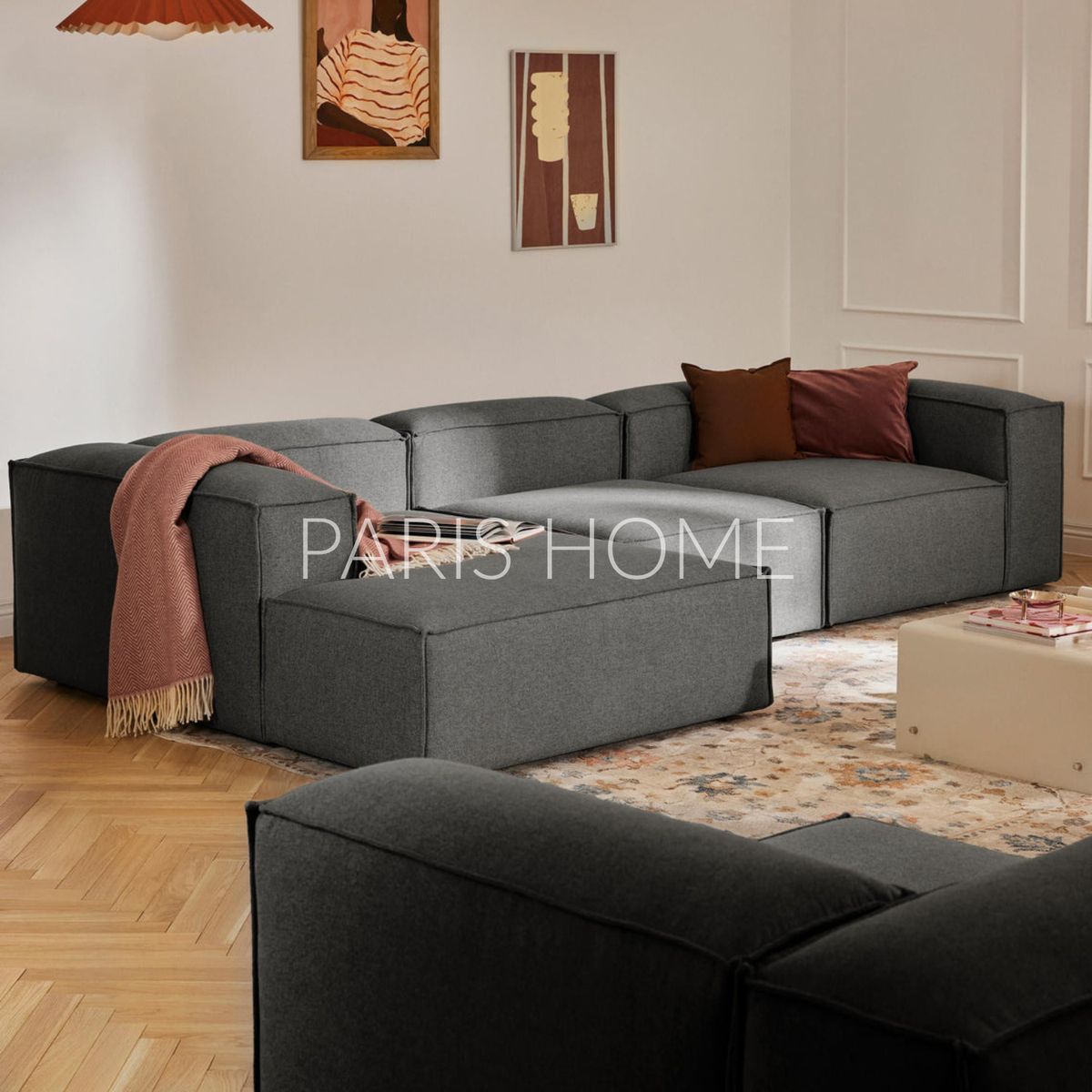 GENERICO - Sofá Esquinero Izquierdo Monarch  Tejido - Gris Oscuro