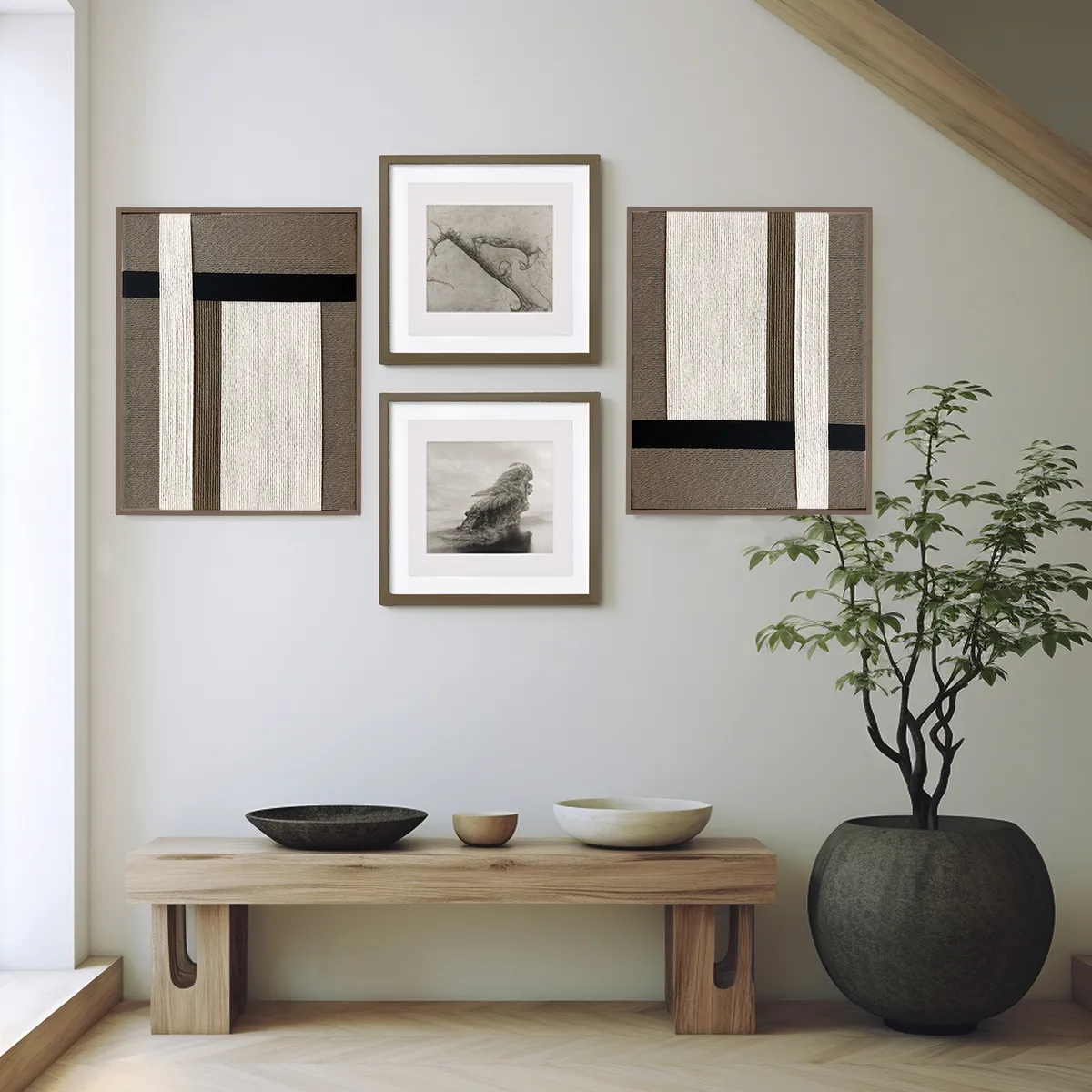 TEJICORP - Cuadro Desert Nórdico lienzo trenzado con hilos de algodón