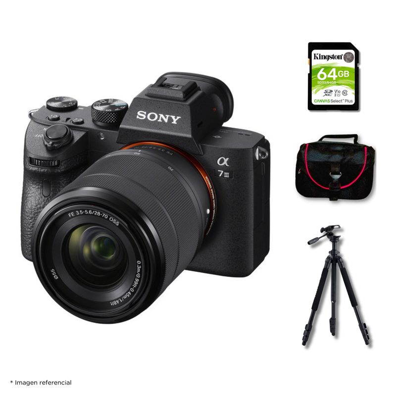 SONY - Cámara Sony Alpha 7 III Mirrorless + Lente 28-70mm + Kit Deluxe.