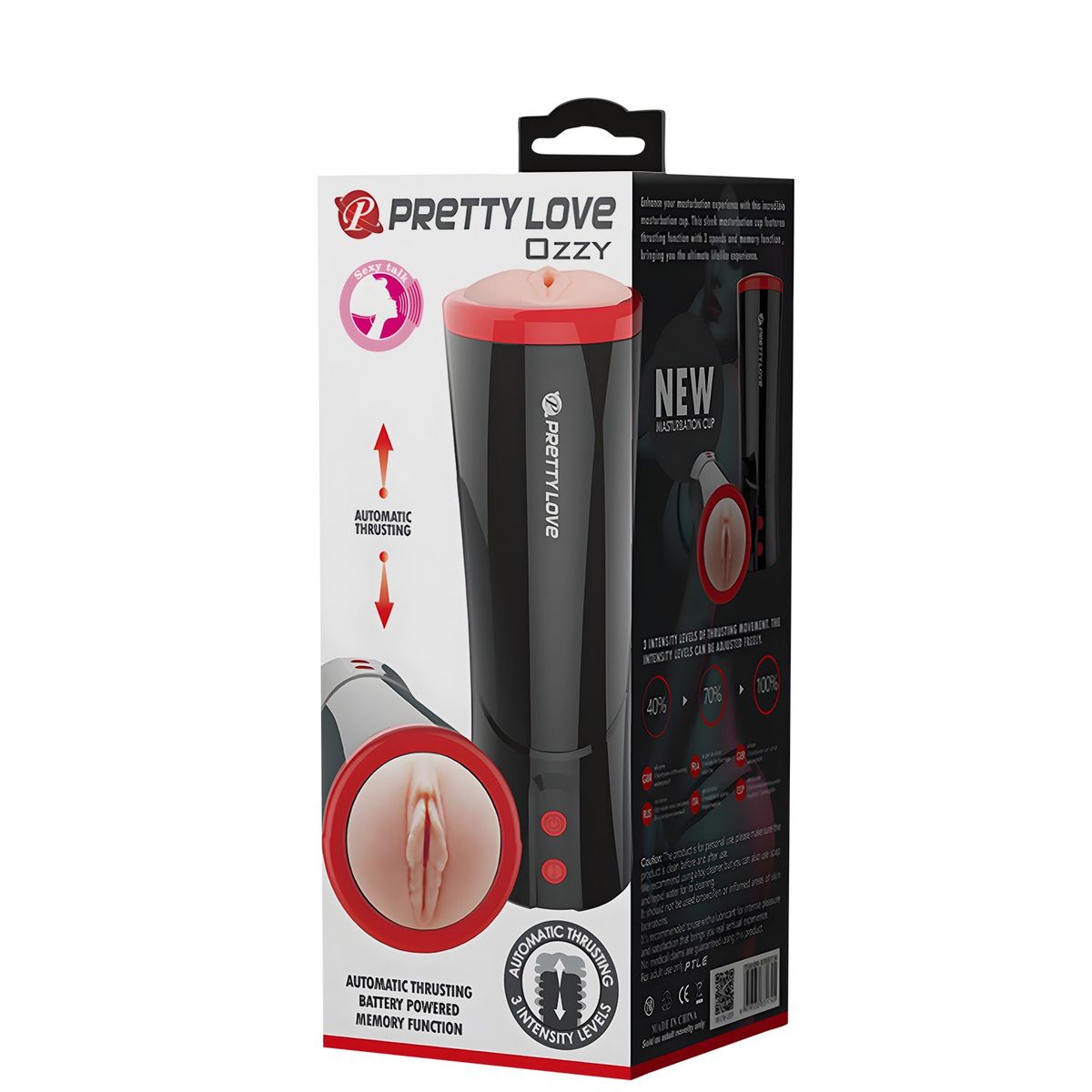 PRETTY LOVE - Masturbador Automático Voz Ozzy Empuje Vulva Realista Ultra Suave