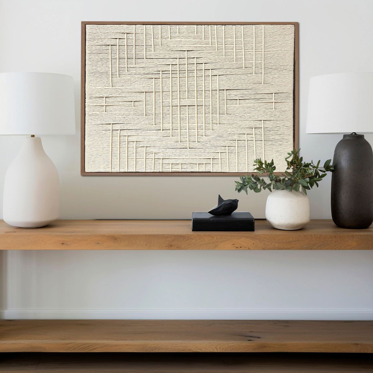 TEJICORP - Cuadro Diamont garlic lienzo trenzado con hilos de algodón