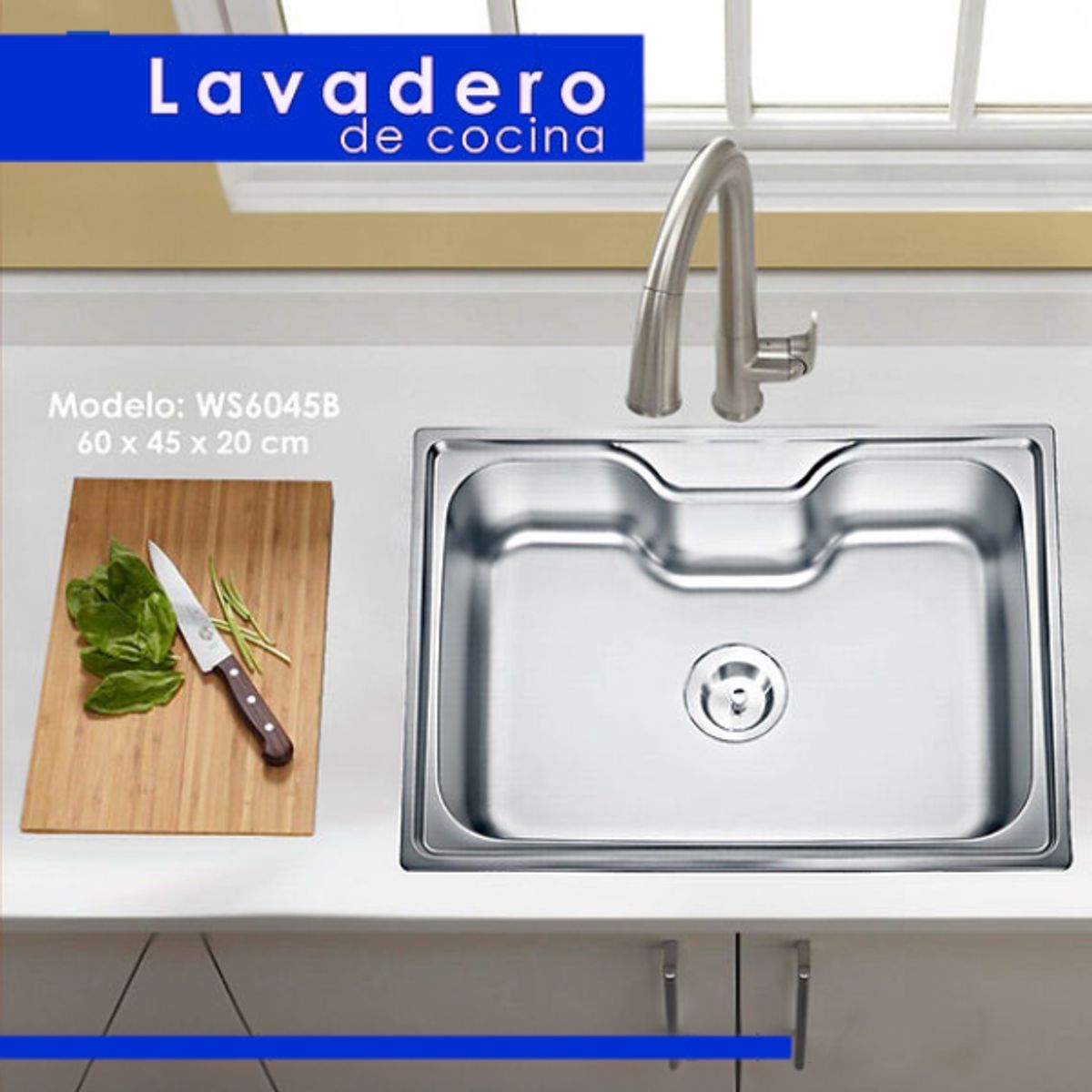 XM - LAVADERO DE COCINA ACERO INOXIDABLE SATINADO WS6045B