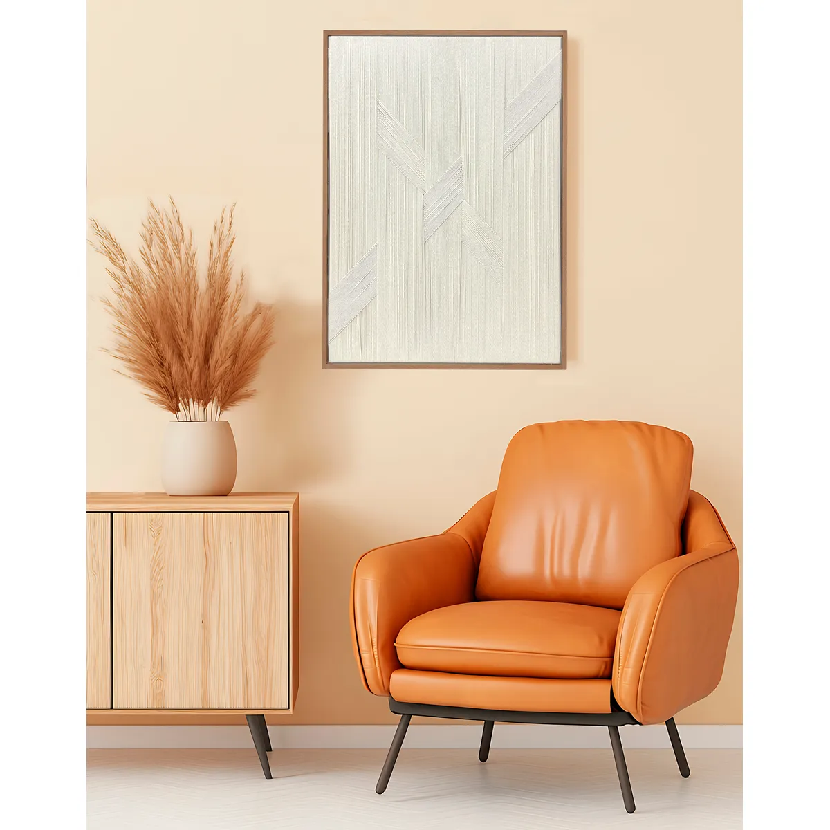 TEJICORP - Cuadro Freya garlic lienzo trenzado con hilos de algodón