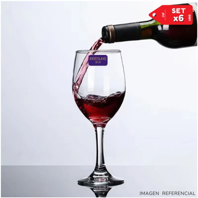 INSPIRA MARKET - Copas de vino elegante de vidrio 320ml Set x6