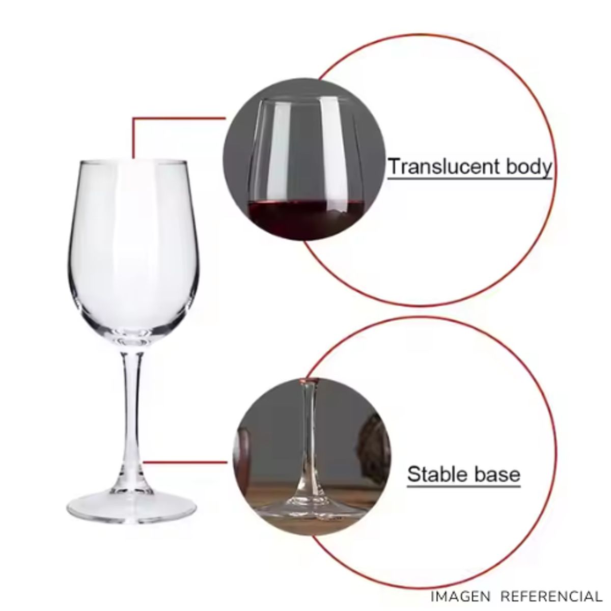 INSPIRA MARKET - Copas de vino elegante de vidrio 320ml Set x6