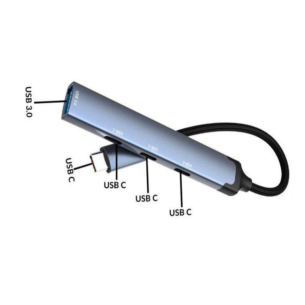 LDNIO - Adaptador Hub Ldnio DS-74C Tipo C Multifunción 4en1 5gbps