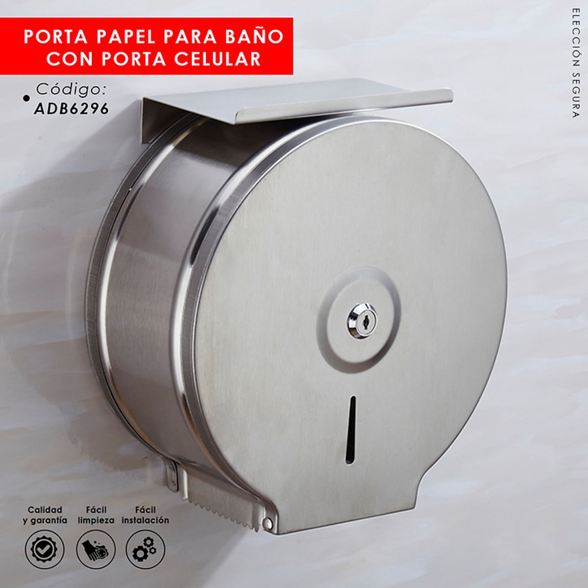 XM - DISPENSADOR DE PAPEL TOALLA DE ACERO CON PORTA CELULAR 6296