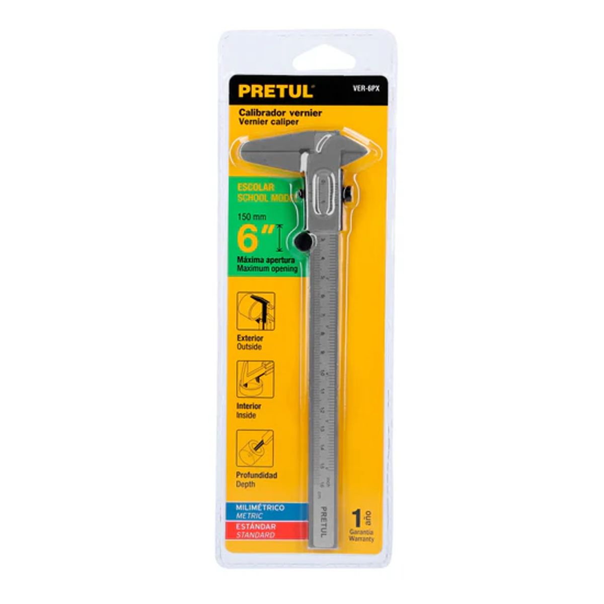 PRETUL - Calibrador Vernier Pie de Rey de 6pulg