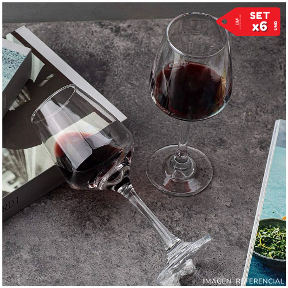 INSPIRA MARKET - Copas de vino champagne elegante de vidrio 516ml Set x6