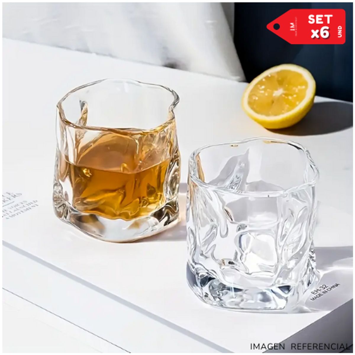 INSPIRA MARKET - Vaso para Whisky de vidrio Set x6