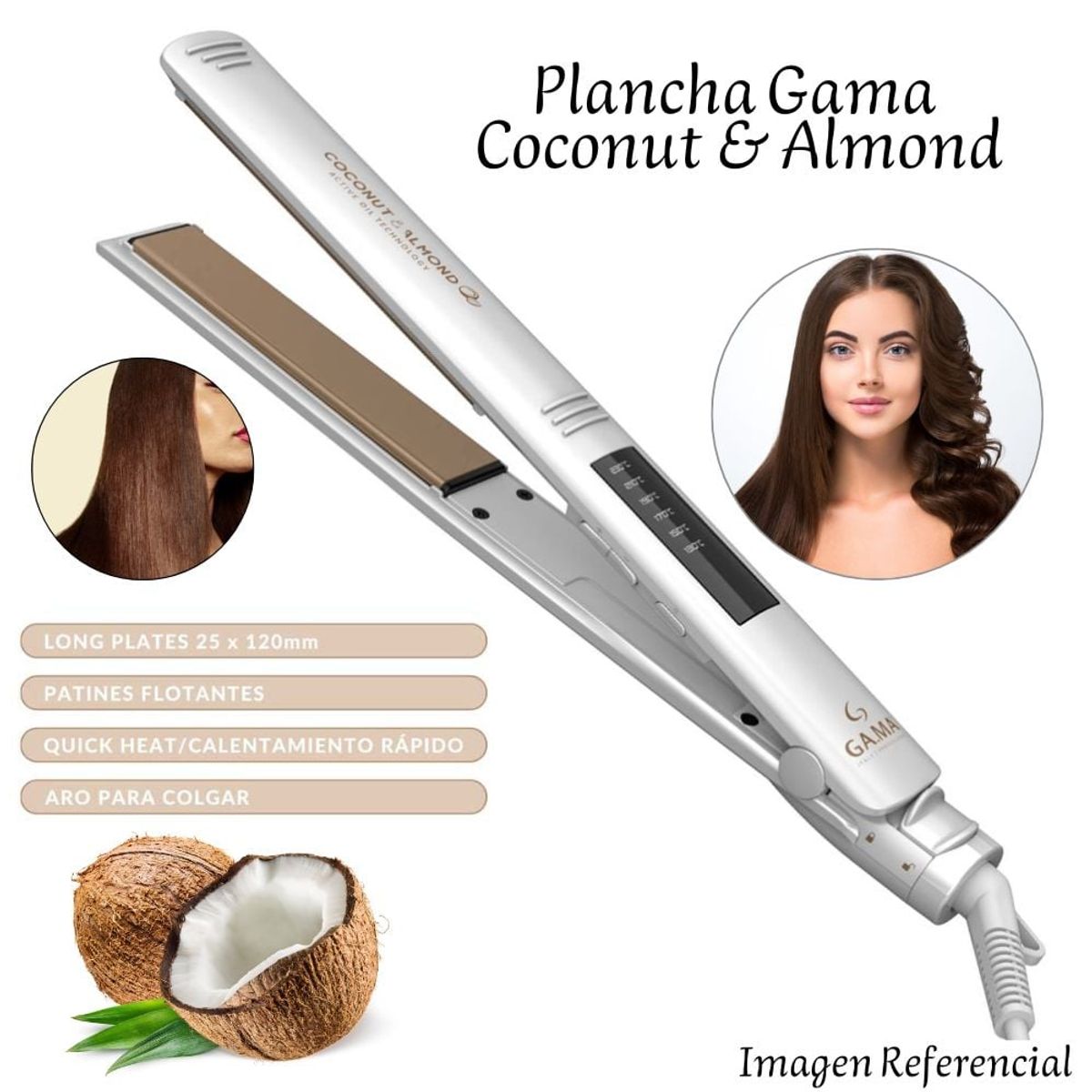 GAMA - Plancha Alisadora Gama Coconut & Almond Led 230°C-450°F