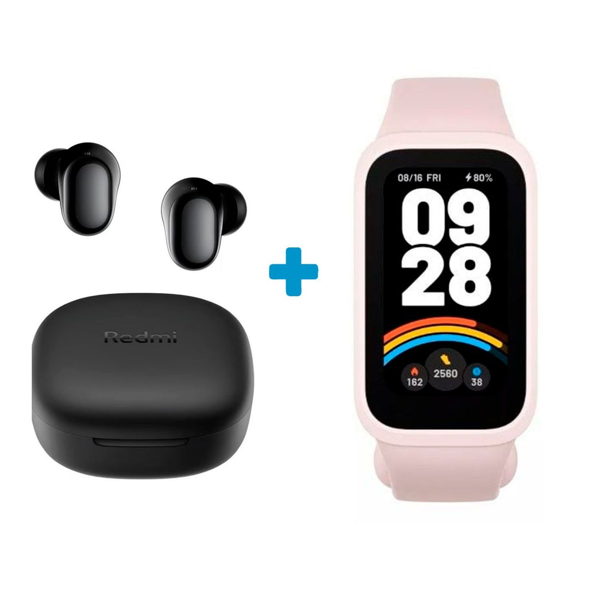 XIAOMI - Pack Audífonos Xiaomi Redmi Buds 6 Play Negro + Band 9 Active Rosa