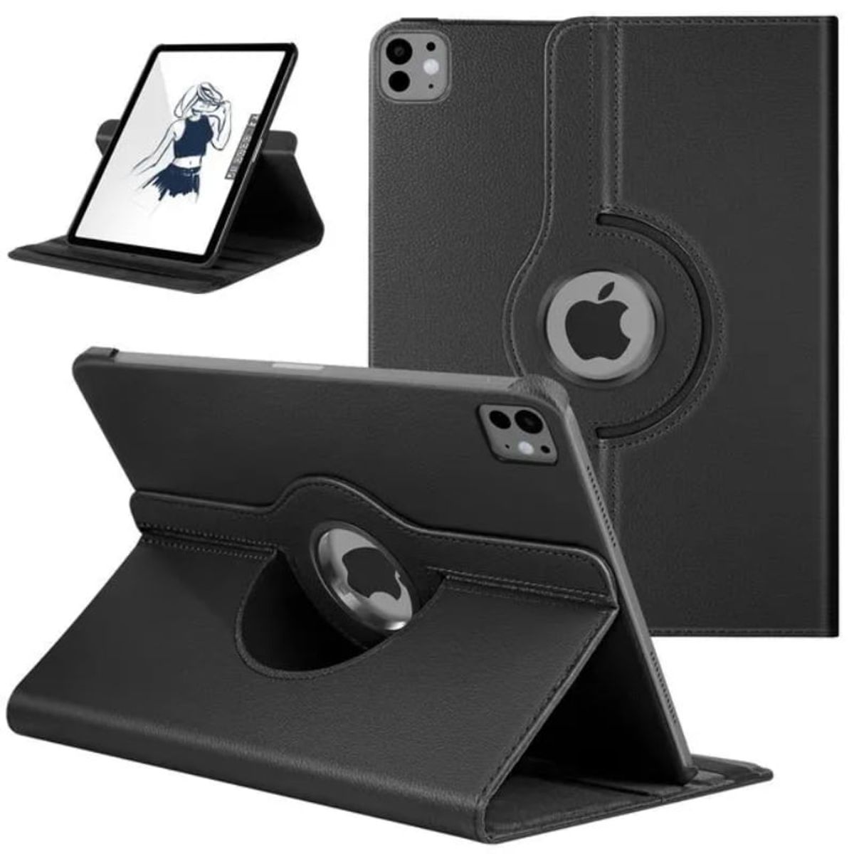 FUNDAANTIGOLPES - Funda Giratoria para IPAD PRO 11" 2024 Negro