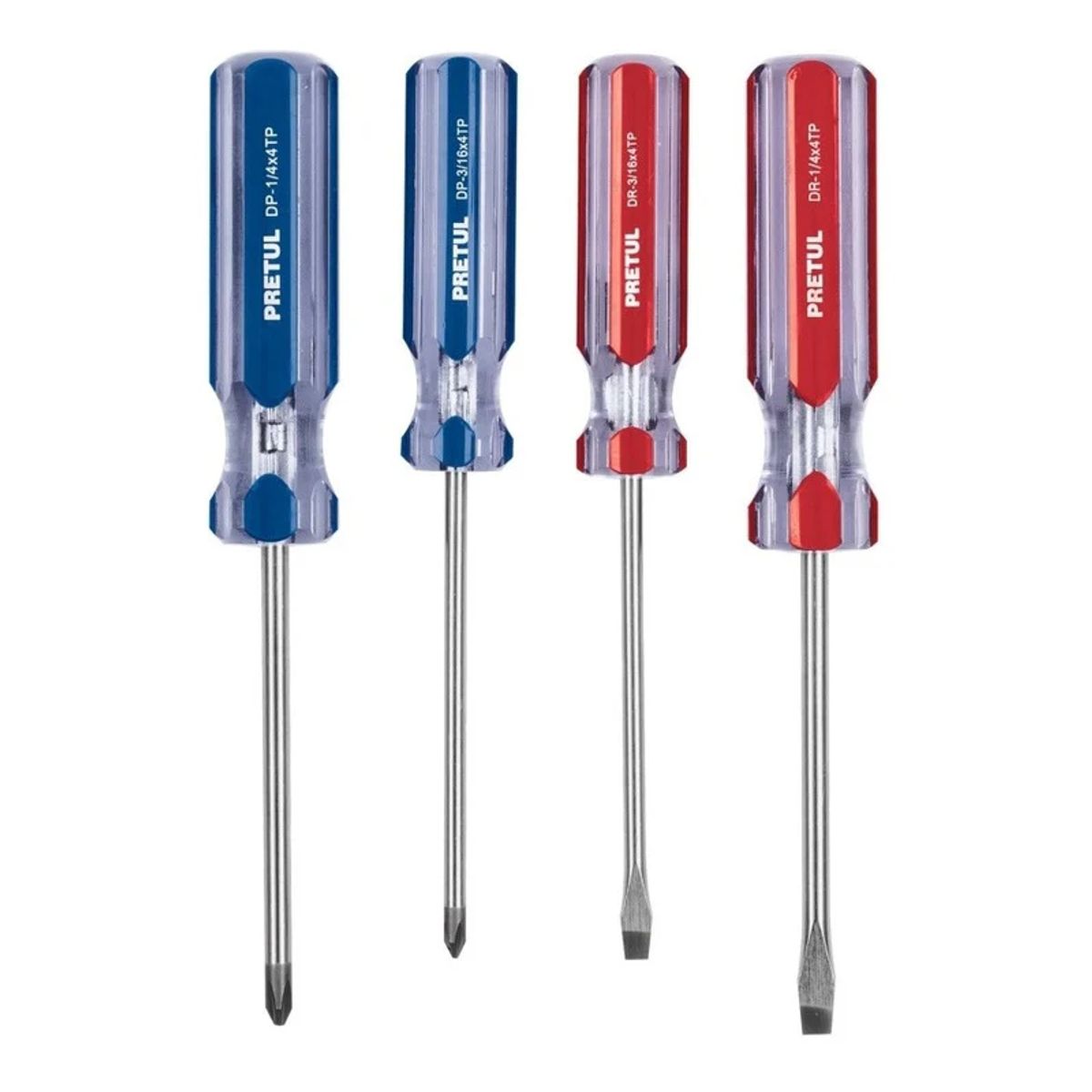 PRETUL - Desarmadores Juego 4 Pzs Estrellas/ Planos Puntas Imantadas