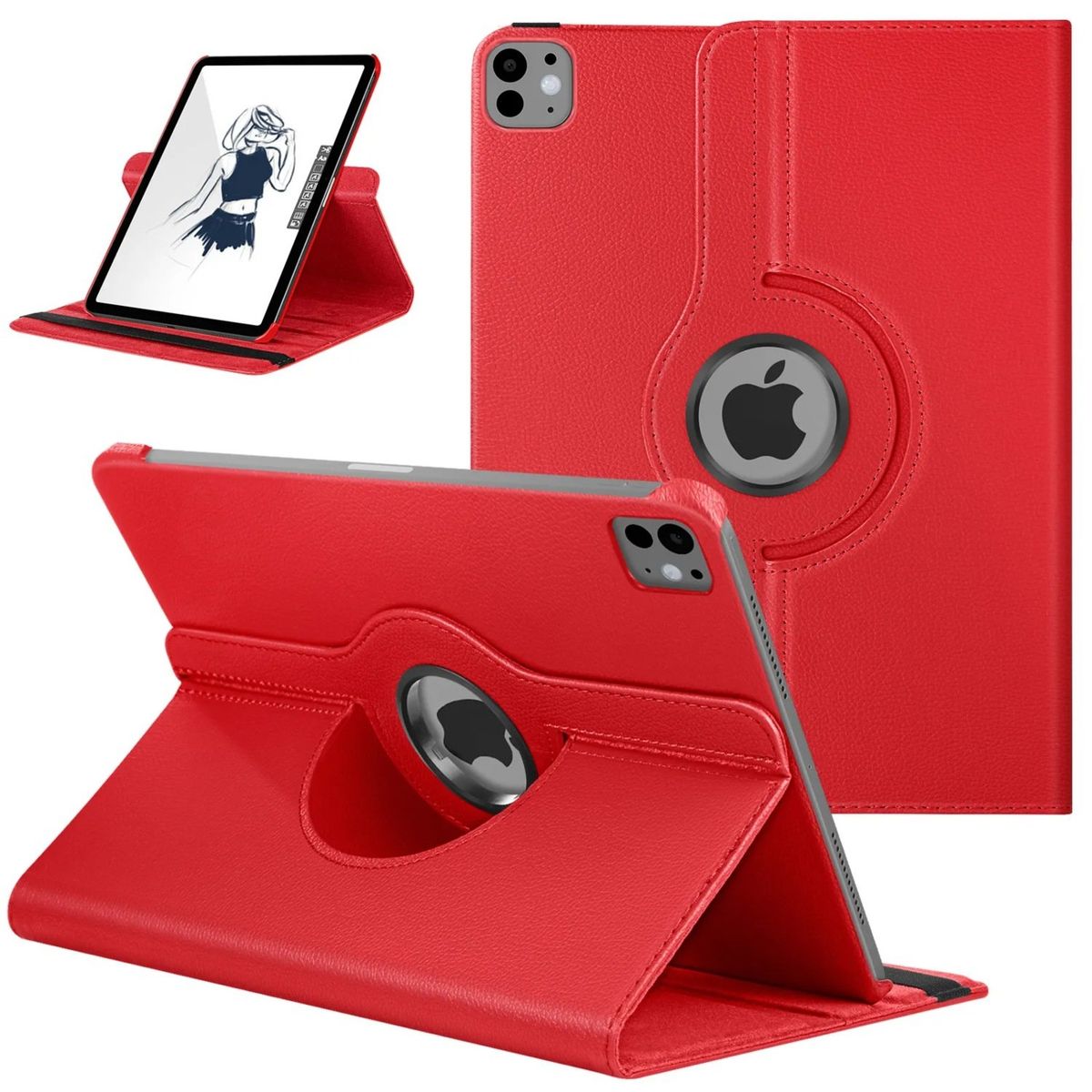 FUNDAANTIGOLPES - Funda Giratoria para IPAD PRO 11" 2024 Rojo