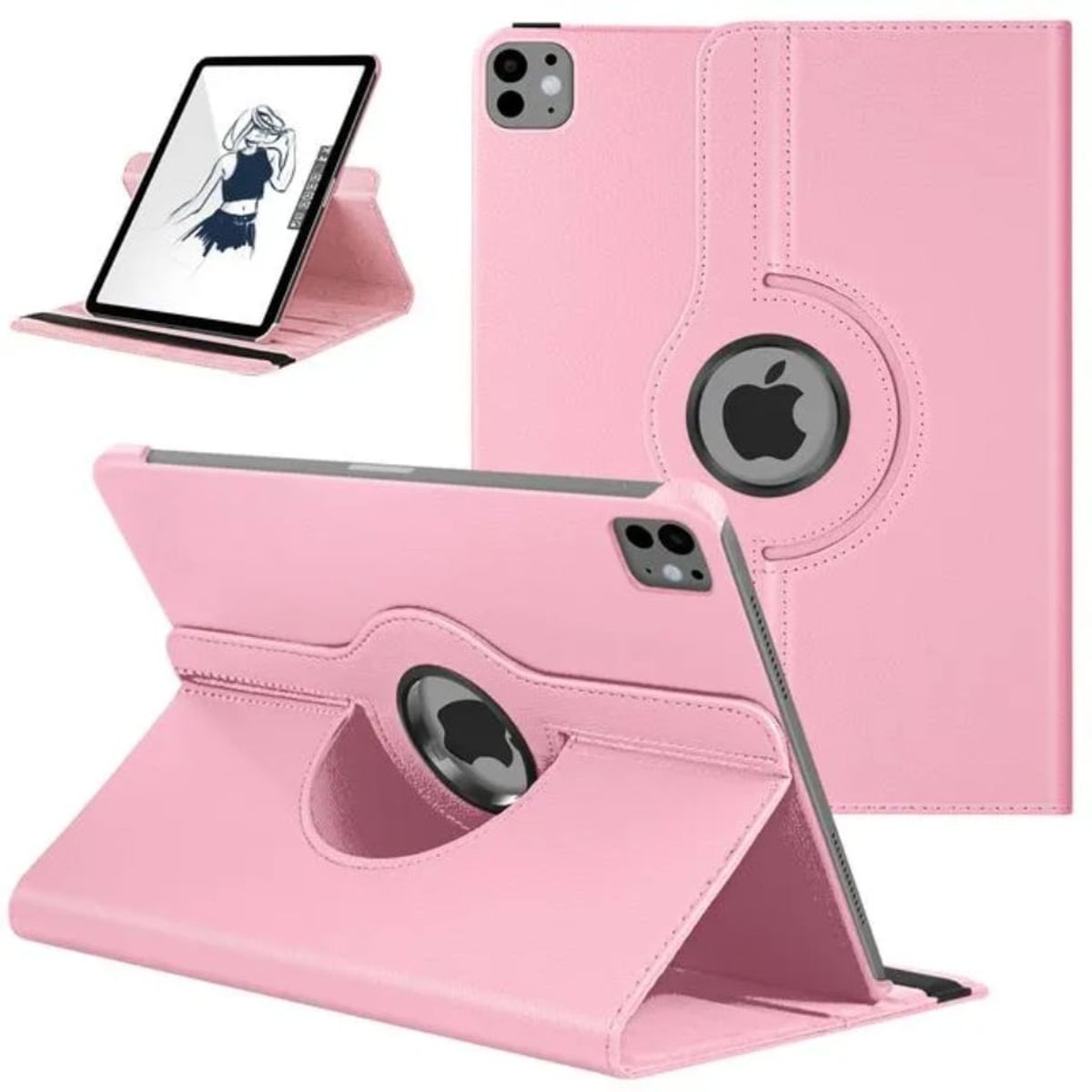 FUNDAANTIGOLPES - Funda Giratoria para IPAD PRO 11" 2024 Rosado
