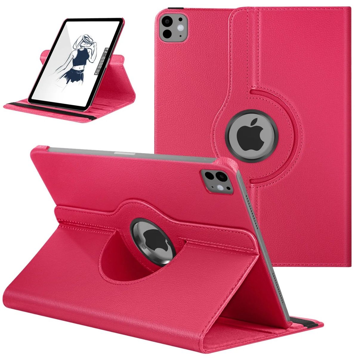 FUNDAANTIGOLPES - Funda Giratoria para IPAD PRO 11" 2024 Fucsia