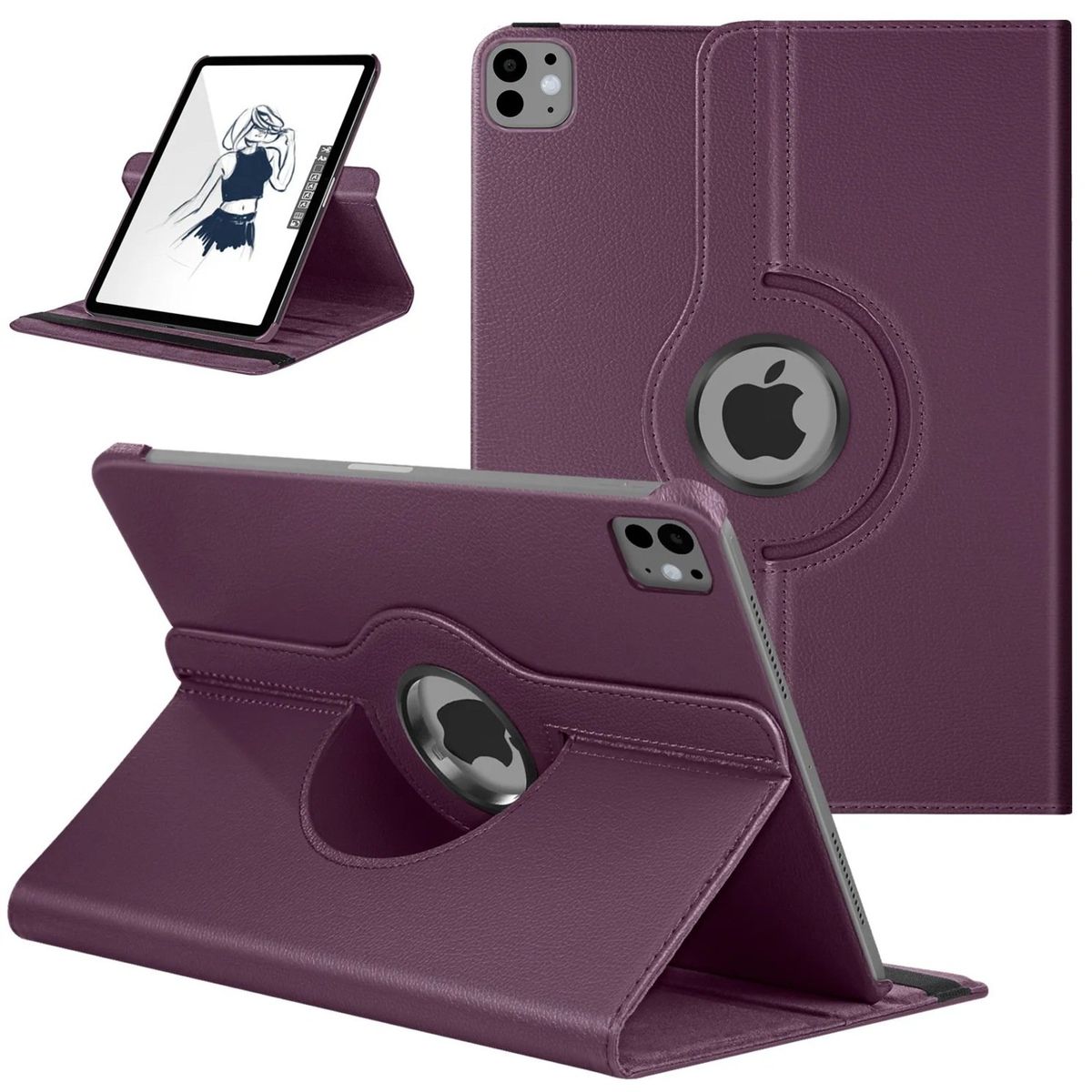 FUNDAANTIGOLPES - Funda Giratoria para IPAD PRO 11" 2024 Morado