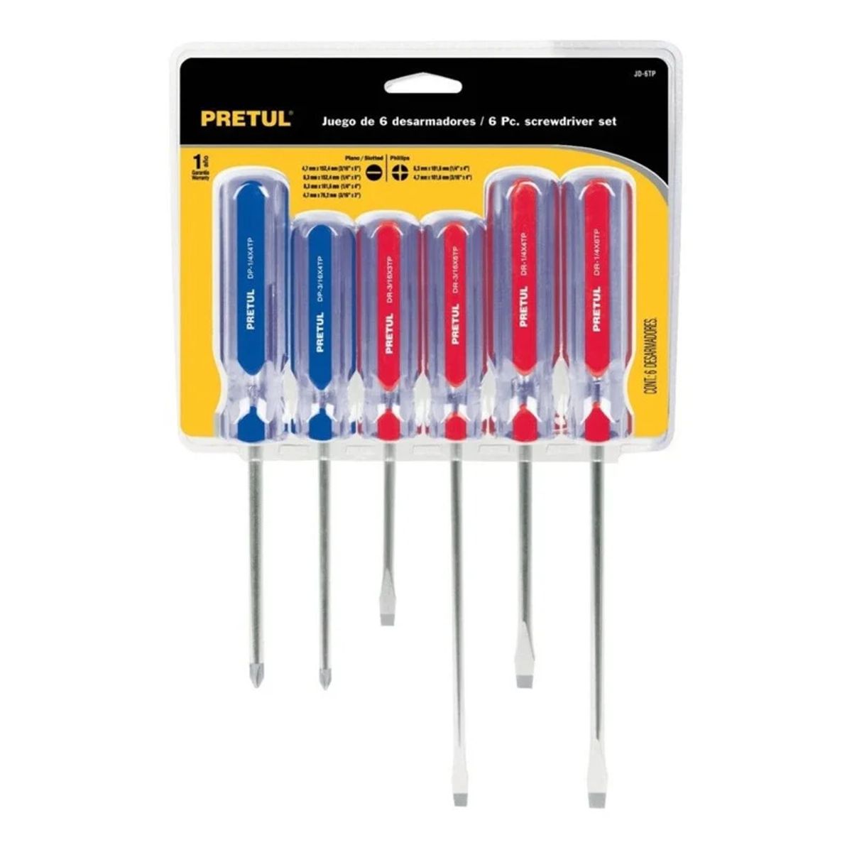 PRETUL - Desarmadores Jgo 6 Pzs Estrellas Y Planos Mango De Pvc