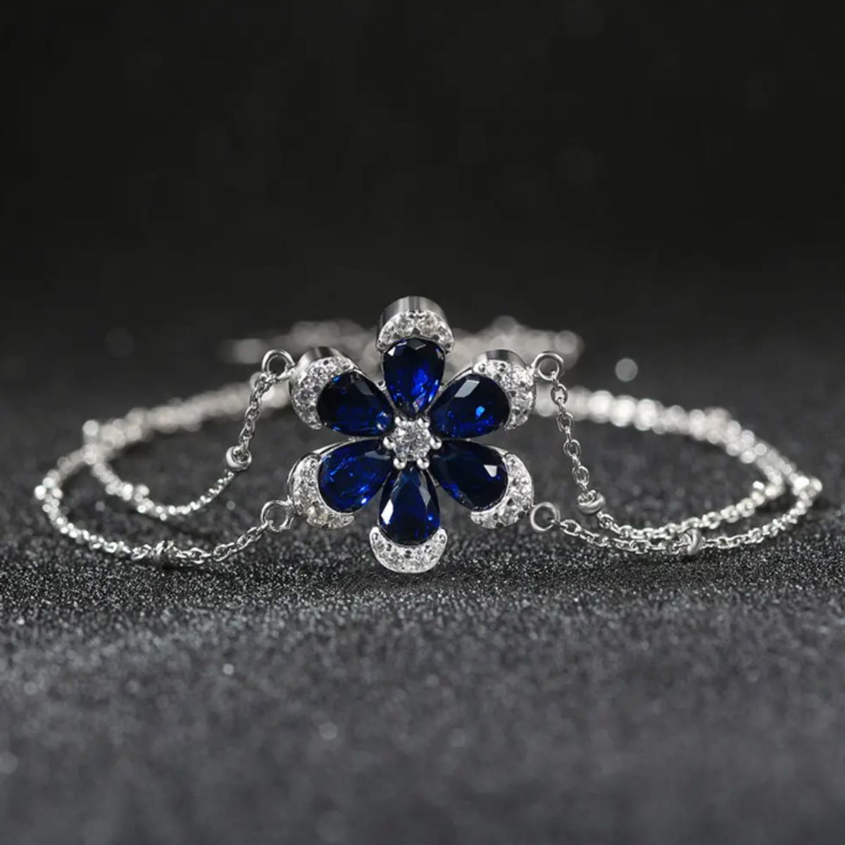 GENERICO - Pulsera Flor Azul Brillante - Plata 925